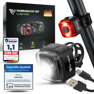 Fahrradlicht Set LED "Cube One" USB-aufladbar