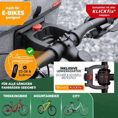 Lenkertasche Fahrrad KLICKfix 100% wasserdicht "BOB"