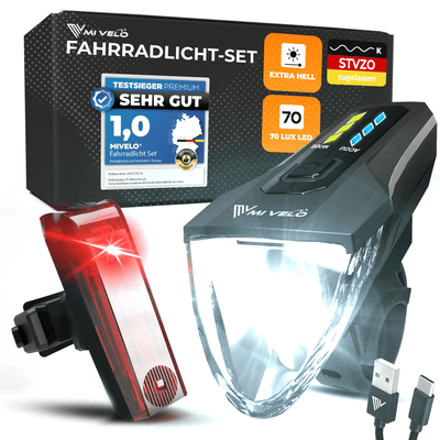 Fahrradlicht Set LED aufladbar mit 70Lux "LUMIX ONE"