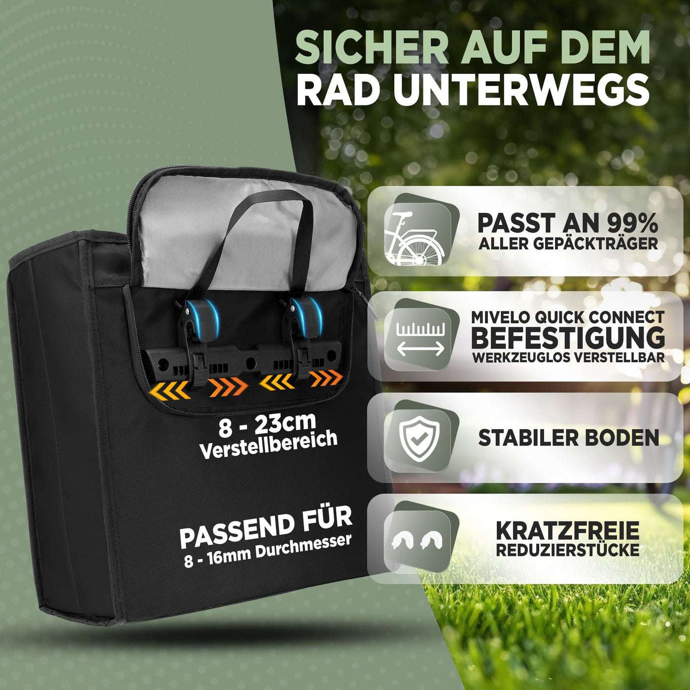 Fahrradtasche & Einkaufstasche 25L inkl. Kühltasche