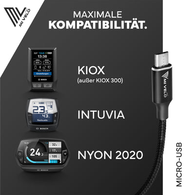 MIVELO E-Bike Ladekabel für Bosch Intuvia, Kiox (außer 300) & Nyon (alt)