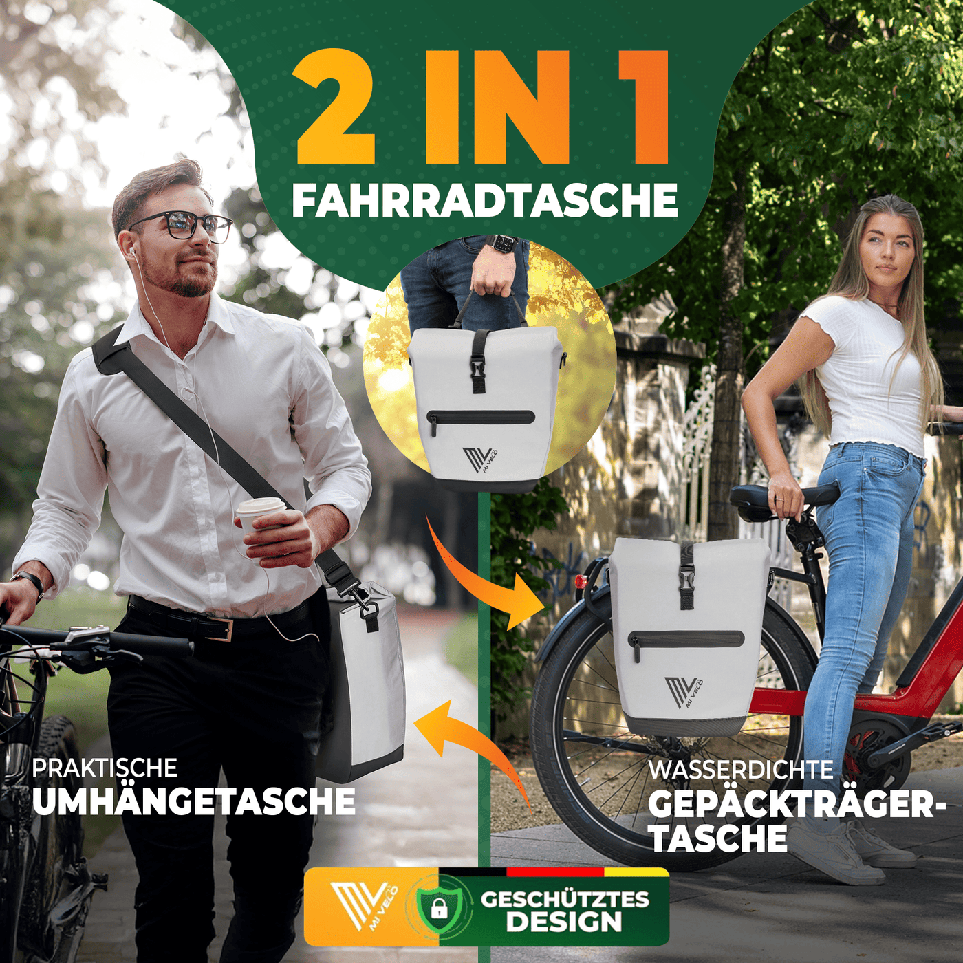2in1 Fahrradtasche für Gepäckträger wasserdicht 25L "CAPAX"