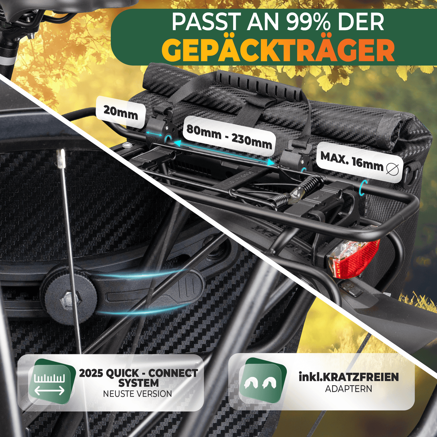 2in1 Fahrradtasche für Gepäckträger wasserdicht 25L "CAPAX"