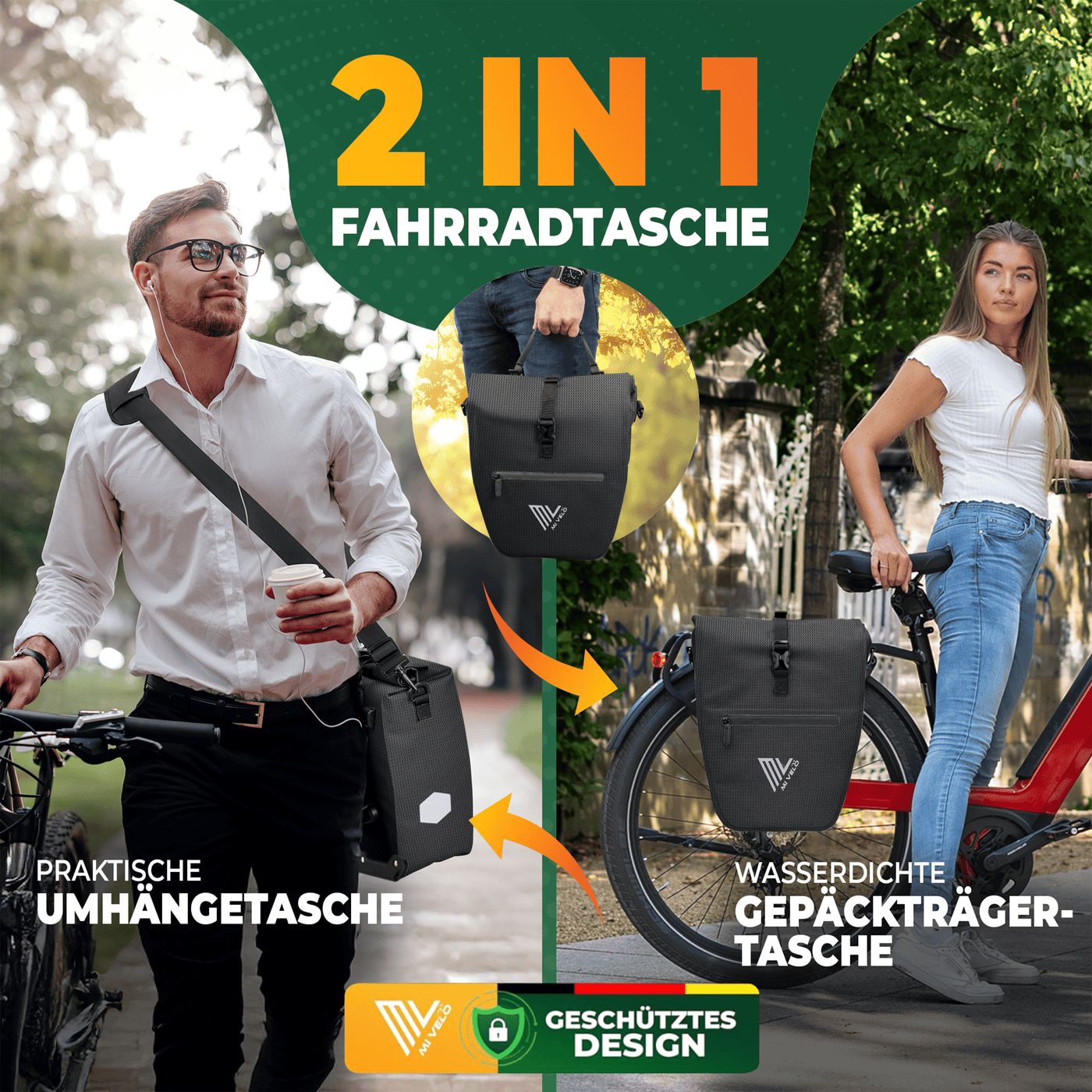 2in1 Fahrradtasche für Gepäckträger wasserdicht 25L "CAPAX"