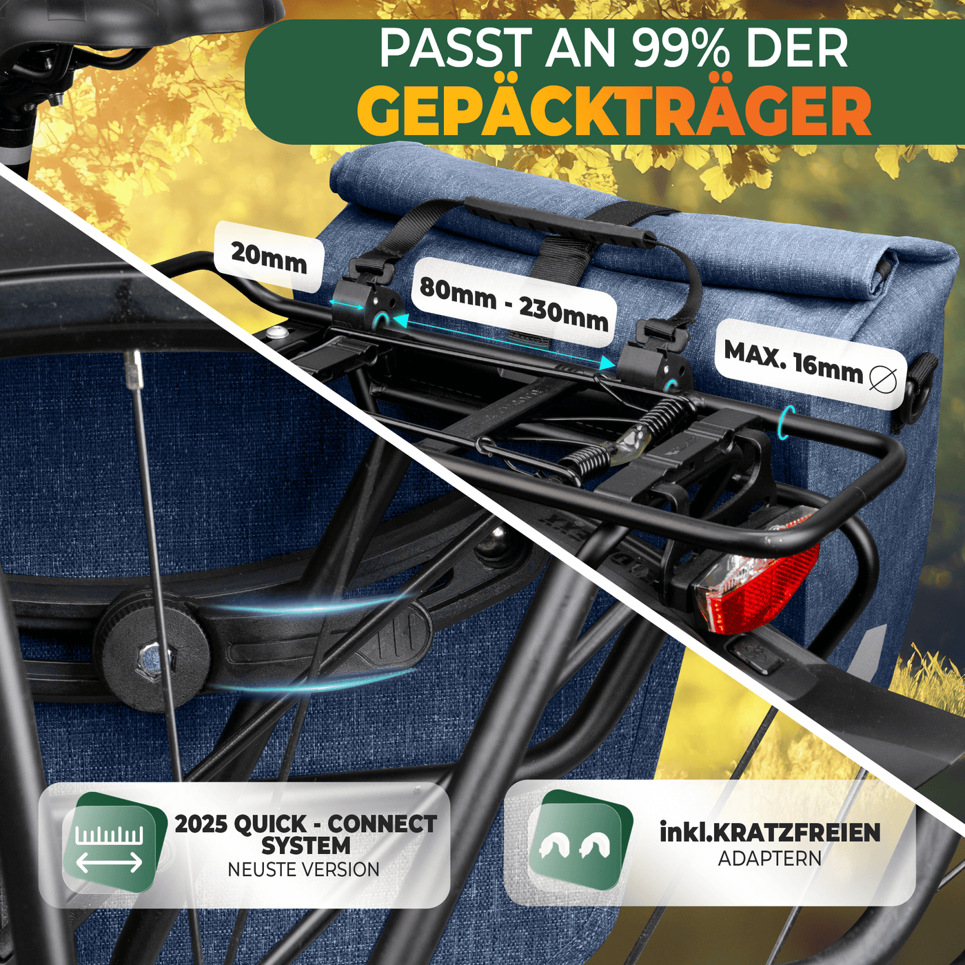 2in1 Fahrradtasche für Gepäckträger wasserdicht 25L "CAPAX"