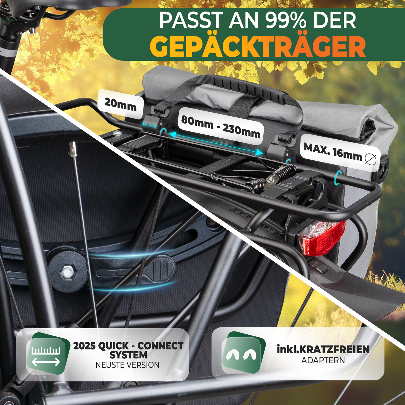 2in1 Fahrradtasche für Gepäckträger wasserdicht 25L "CAPAX"