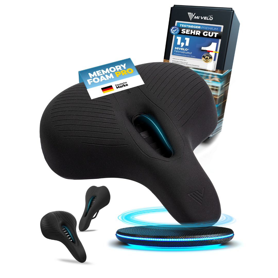 Fahrradsattel bequem & ergonomisch mit Memory-Foam 100% wasserdicht "Comfort Pro" City