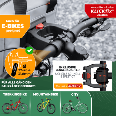 Lenkertasche Fahrrad mit Tragegriff für KlickFIX-Halterungen 6L "LUNA"