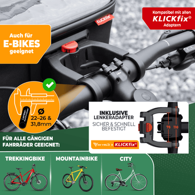 Lenkertasche Fahrrad KlickFIX mit Handyfach "OSKAR"