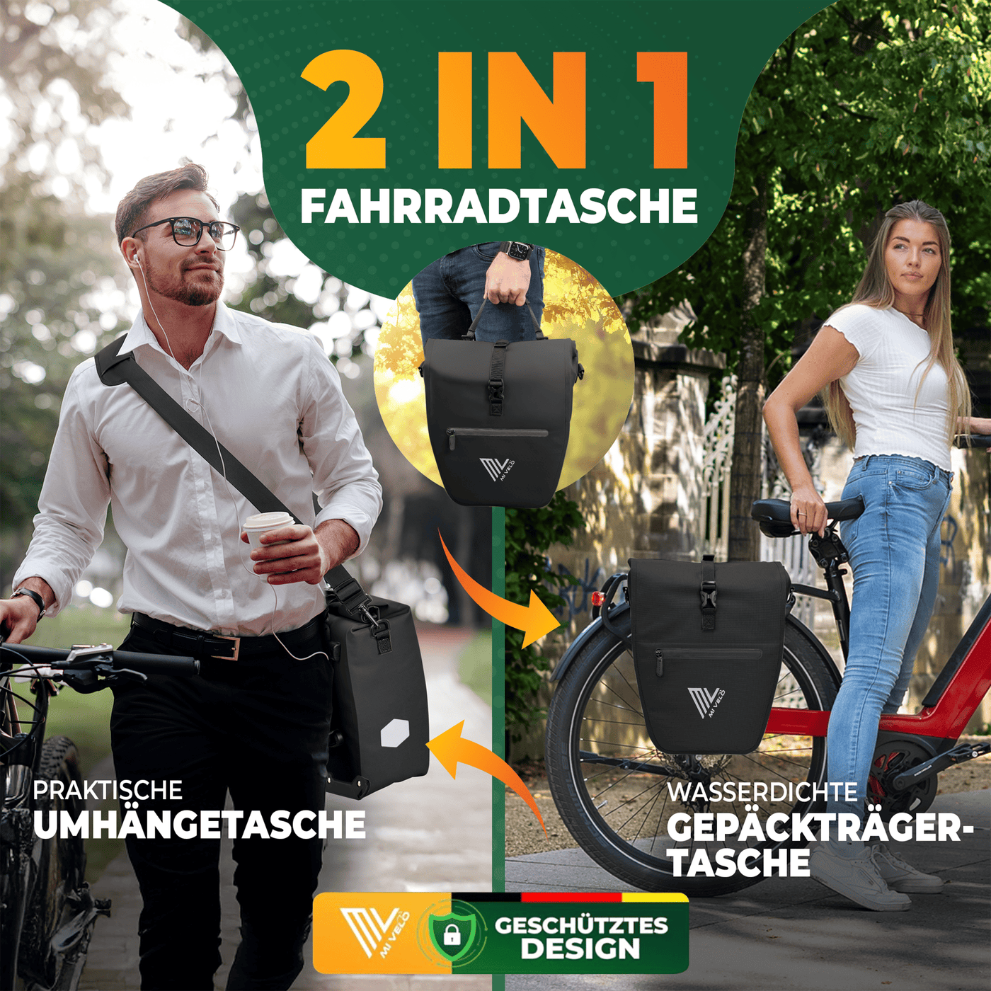 2in1 Fahrradtasche für Gepäckträger wasserdicht 25L "CAPAX"