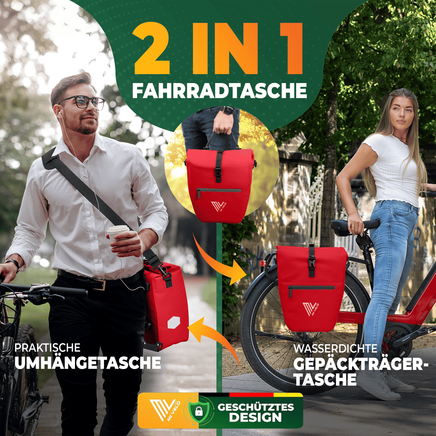 2in1 Fahrradtasche für Gepäckträger wasserdicht 25L "CAPAX"