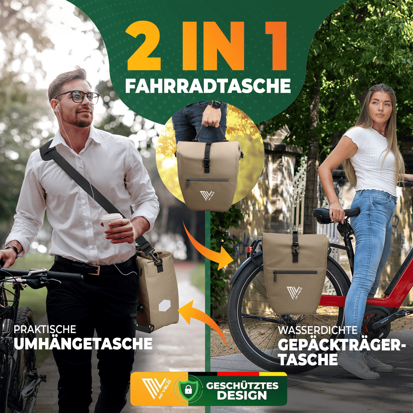 2in1 Fahrradtasche für Gepäckträger wasserdicht 25L "CAPAX"