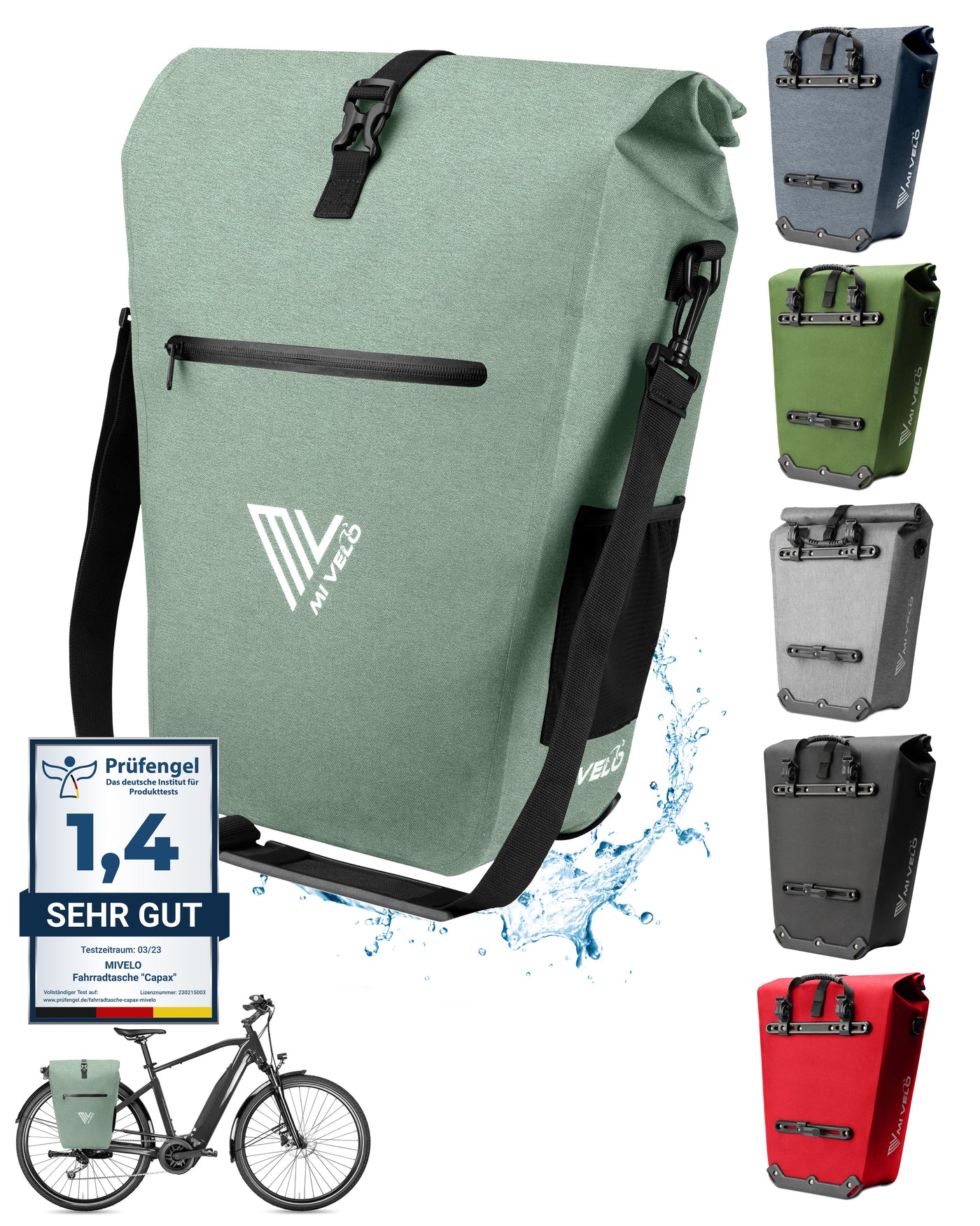 2in1 Fahrradtasche für Gepäckträger wasserdicht 25L "CAPAX"