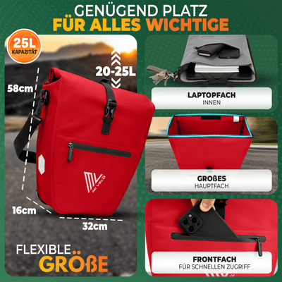 2in1 Fahrradtasche für Gepäckträger wasserdicht 25L "CAPAX"