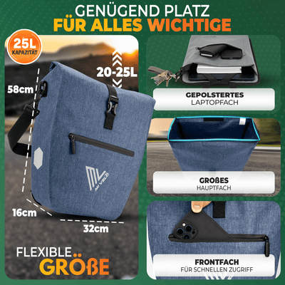 2in1 Fahrradtasche für Gepäckträger wasserdicht 25L "CAPAX"