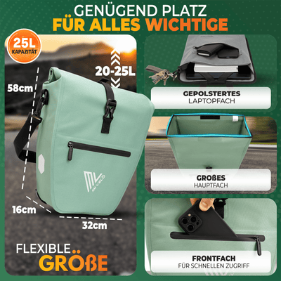 2in1 Fahrradtasche für Gepäckträger wasserdicht 25L "CAPAX"