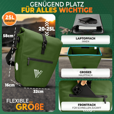 2in1 Fahrradtasche für Gepäckträger wasserdicht 25L "CAPAX"