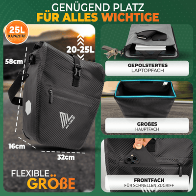 2in1 Fahrradtasche für Gepäckträger wasserdicht 25L "CAPAX"