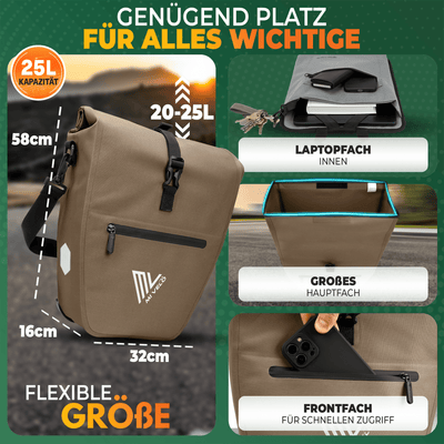 2in1 Fahrradtasche für Gepäckträger wasserdicht 25L "CAPAX"