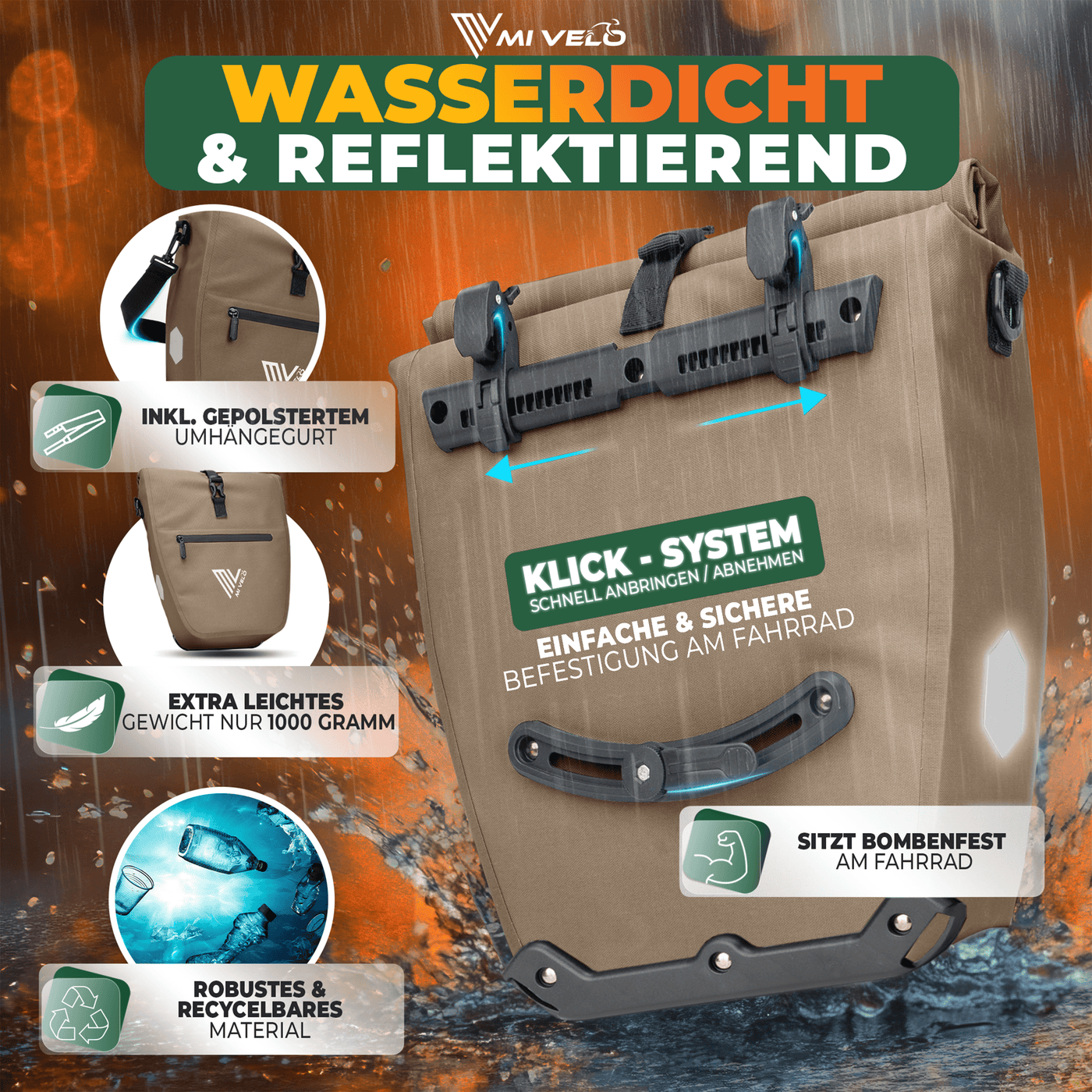 2in1 Fahrradtasche für Gepäckträger wasserdicht 25L "CAPAX"