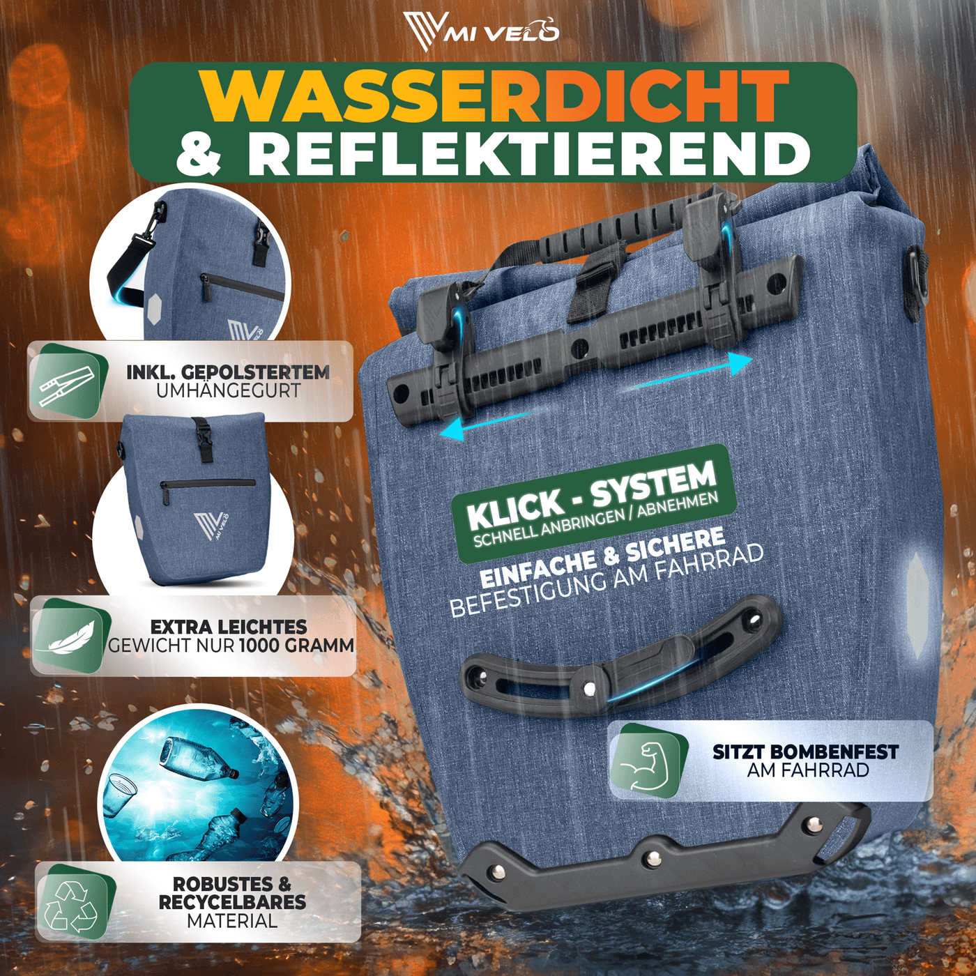 2in1 Fahrradtasche für Gepäckträger wasserdicht 25L "CAPAX"