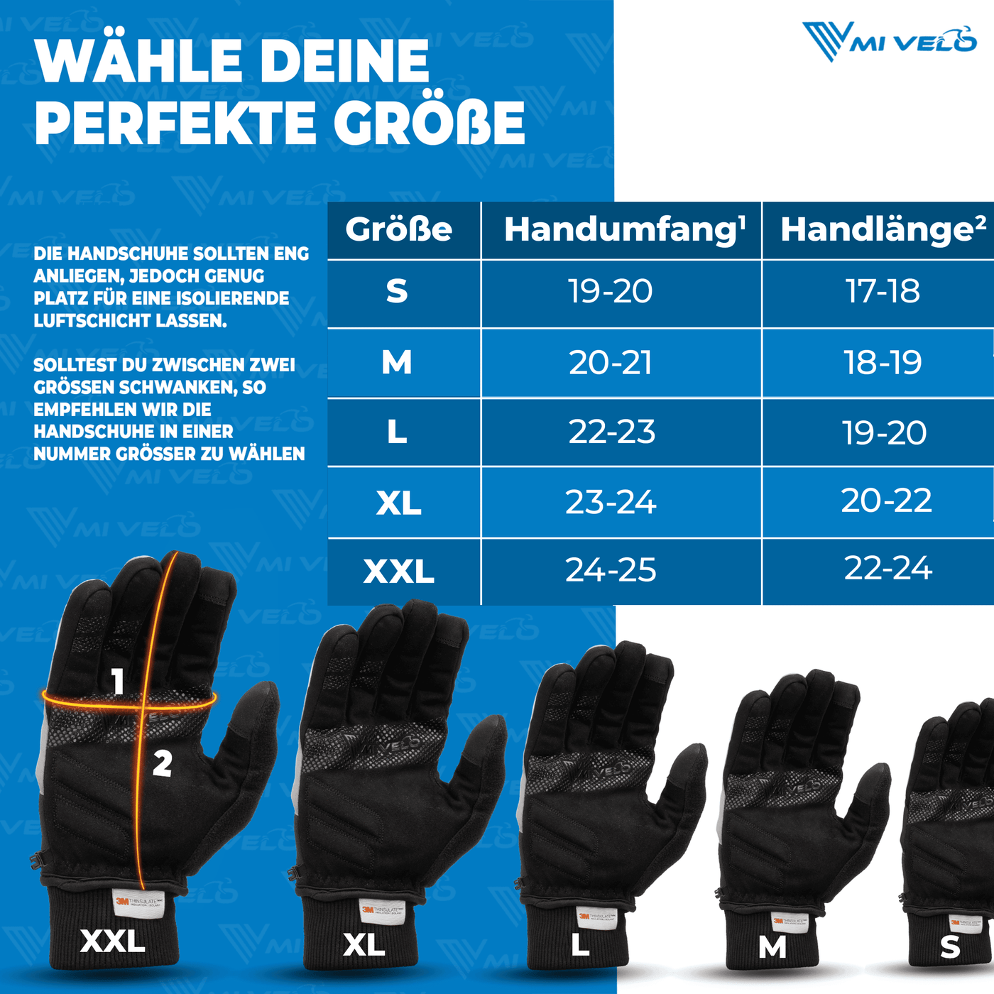 Fahrradhandschuhe Winter mit Thermo-Fleece & 3M-Thinsulate "THERMO-FIT"