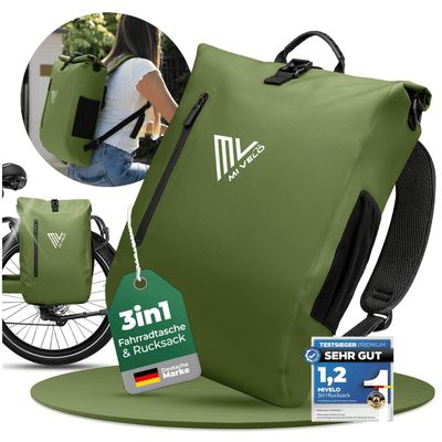 3in1 Fahrradtasche & Rucksack wasserdicht 20L "PRIMUS"